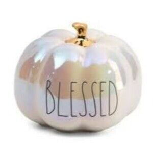 New Rae Dunn "BLESSED" Opalescent Luster Glazed Ceramic Pumpkin luster glaze 8”